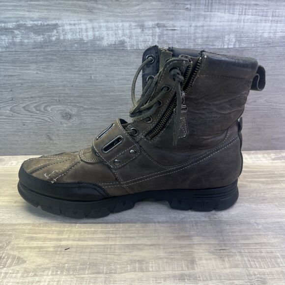 Polo Ralph Lauren Andres Boots Mens 11 D  Lace Up Buckle Zip Leather - Picture 12 of 16